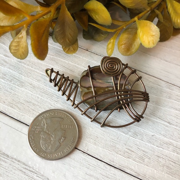 Handcrafted Artisan Wire and Abalone Shell Pin - Picture 8 of 8
